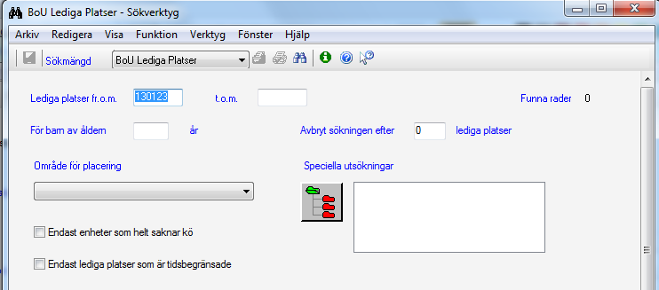 Education Sida 5/13 6 Lediga platser förskola Lediga platser är en ny sökfunktion för att hitta de förskolor som har lediga platser eller luckor i beläggningen.