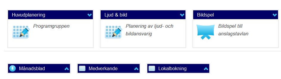 Att använda startsidan 1 2 På startsidan visas genvägar till de vyer som man är användare av.