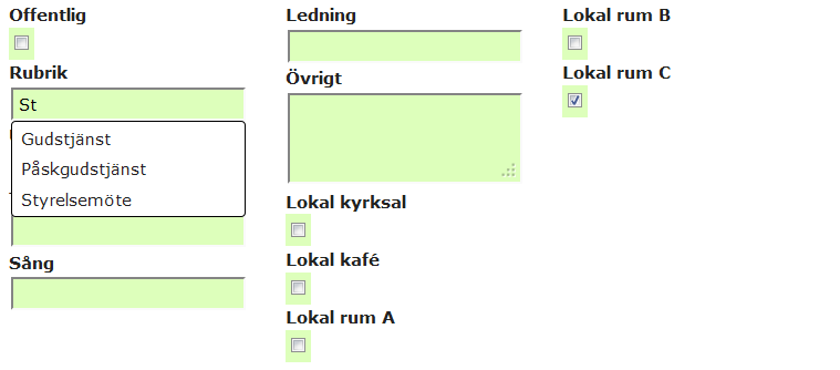 16 17 SMS-fält kan antingen innehålla ett vanligt textfält (16), då man väljer att inte skicka SMS, eller inställningar för att skicka SMS (17).