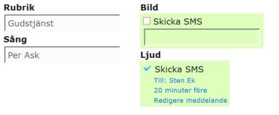 18 Om ett SMS redan skickats visas en symbol istället för kryssrutan (18). För att skicka SMSmeddelandet igen måste tiden före sättas till en tid som inte passerats.