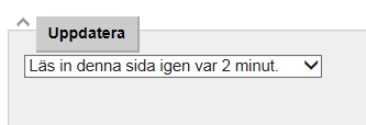 2.4 Anpassa hur ofta huvudsidan förnyas Möjlighet att välja hur ofta huvudsidan RT-snabbtitt förnyas.