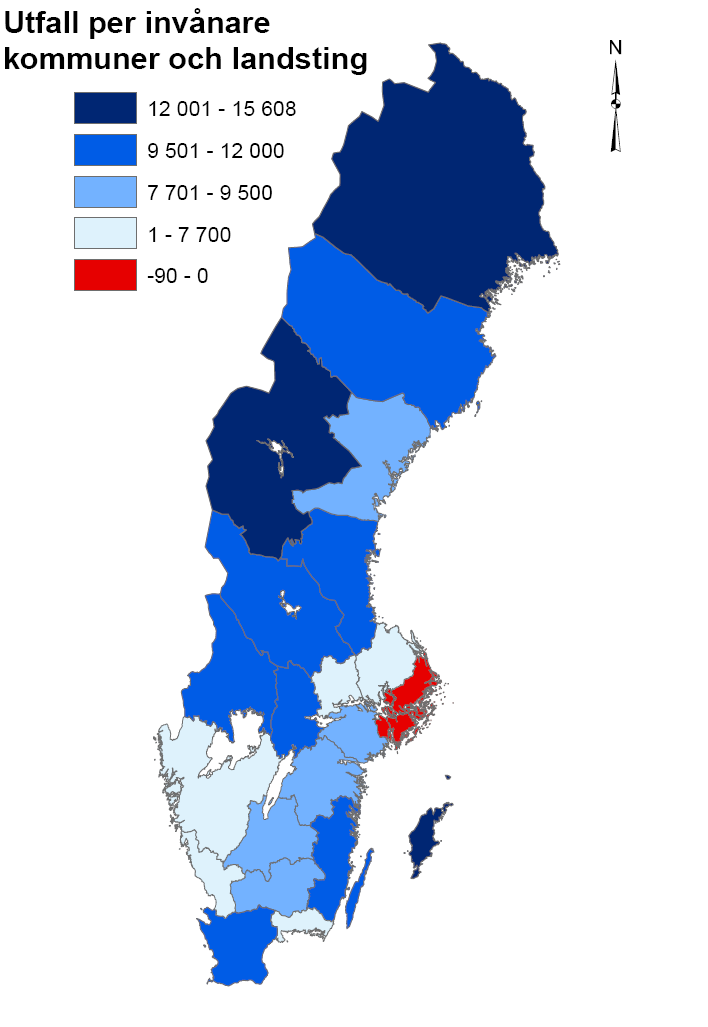 2.2 KUS PÅ LÄNSNIVÅ I Figur 2 illustreras hur bruttointäkterna fördelas över landet.