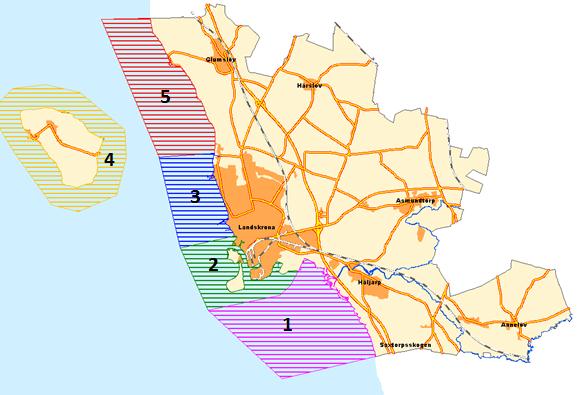 6.2 Kort beskrivning av zonerna Indelningen av kusten har gjorts enligt följande kriterier: Varje zon ska ha minst en tillfartsväg där större fordon ska kunna ta sig fram.