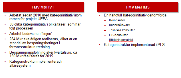 Vilka aktiviter genomförs nu för att en gemensam kategoristyrning ska åstadkommas?