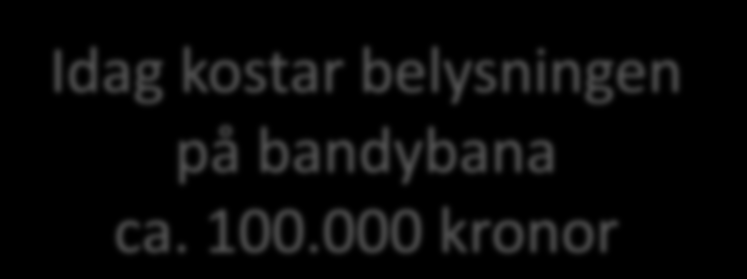 Minskad kostnad belysning Idag kostar belysningen på bandybana ca. 100.