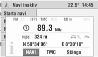 12 Inledning För att sätta på ljudet igen vrider du på knappen e eller håller e-knappen intryckt igen. AUX-ingång En extern ljudkälla, t.ex. en bärbar CD-spelare, kan anslutas via AUXingången i din bil 3 32.