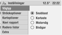 Navigation 35 Användning Aktivering av navigationssystemet Tryck på NAVI. eller: Välj funktionen K på huvuddisplayen och bekräfta valet. Vid inaktiv navigation: Huvudmenyn Navigation visas.