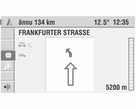 Navigation 55 Inställning av illustrationstyp (Endast Colour-Info-Display) Beroende på förinställd illustrationstyp: Flytta markören till alternativet Karta, Karta/pil, Pil på vägledningsskärmen.