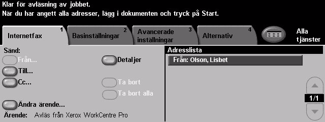 Så här sänder du ett internetfax Lägg i dokumenten i dokumenthanteraren i ordning (1,2,..) med sida 1 överst och med Placera dokumentet med framsidan nedåt i högra hörnet på dokumentglaset.