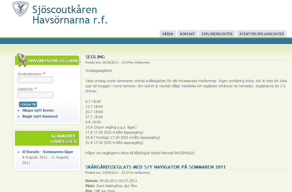 Sjöscoutkåren Havsörnarna r.f. Denna hemsida uppdateras flitigt!