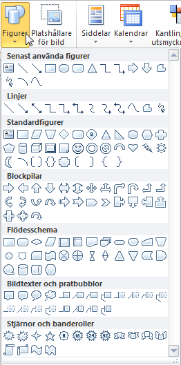 Infoga Illustrationer (Bilder, ClipArt, Figurer) - Rita egna objekt Rita egna objekt I Publisher har du möjlighet att rita egna objekt.