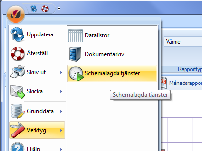 Notifieringsmotorn (fristående program) Schemalagda tjänster (integrerad i Vitec Energiuppföljning) Notifieringsmotorn är programmet som kör själva tjänsterna.