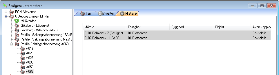 Åtgärdsfliken När en fastighet, byggnad eller ett objekt är valt i trädet är texten för fastighet/byggnad/objekt formulerad enligt inställningar i Visningsalternativ.