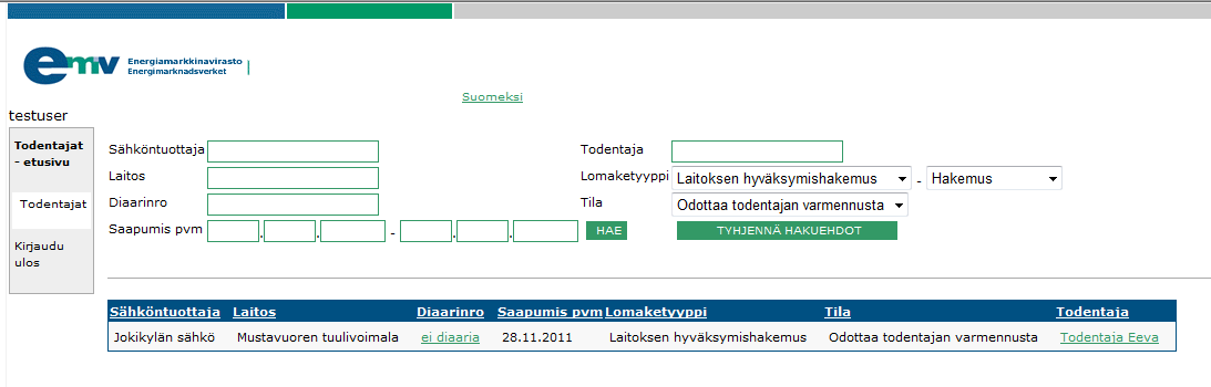 68 Efter undertecknandet är blankettens status "Väntar på godkännande". Det betyder att nästa fas i processen är att Energimyndigheten inleder behandlingen av kontrollörens årliga rapport.