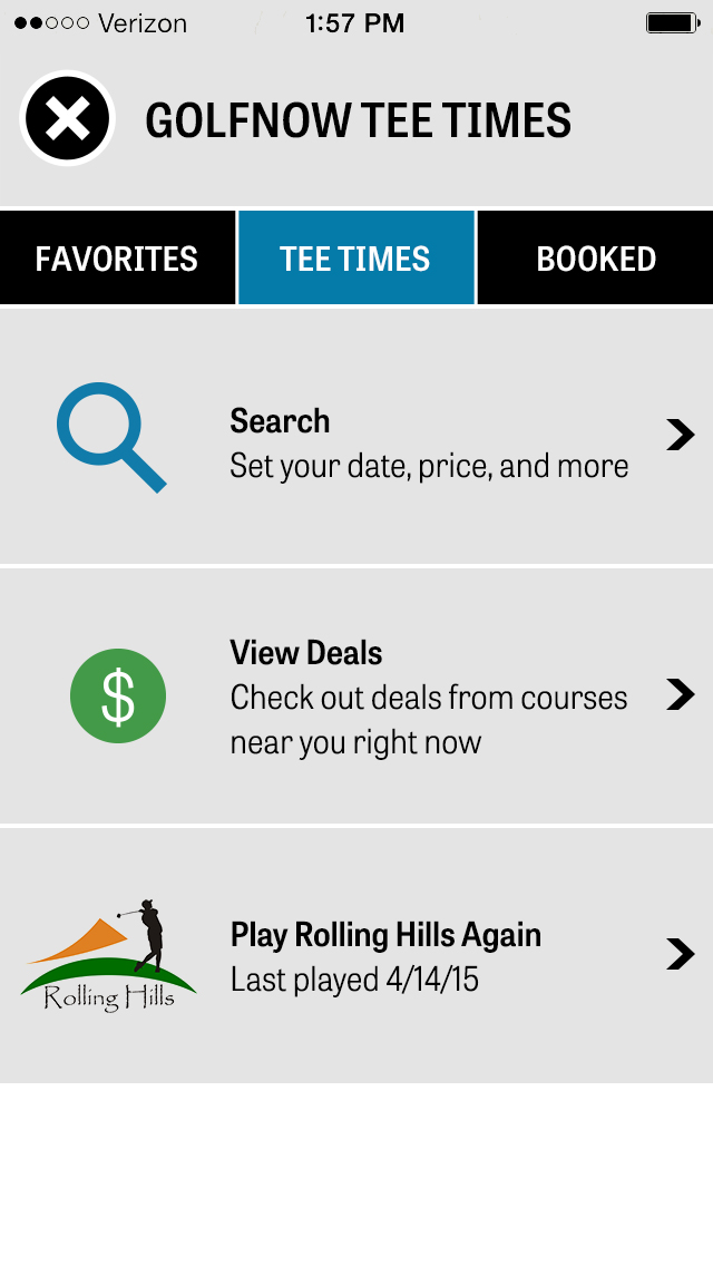 GolfNow Starttider Du kan söka och boka in-app GolfNow starttider med exklusiva rabatter för Golfshot medlemmar.