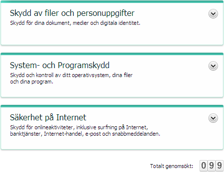 Den vänstra delen av huvudfönstret Den högra delen av fönstret innehåller information om programfunktioner som valts i vänstra delen, och används för att göra inställningar för sådana funktioner.