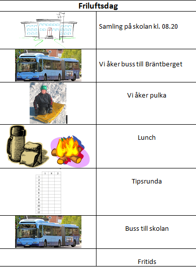 Tydliggjort med bilder som underlättar för eleven att veta vilket material som hänvisas till.