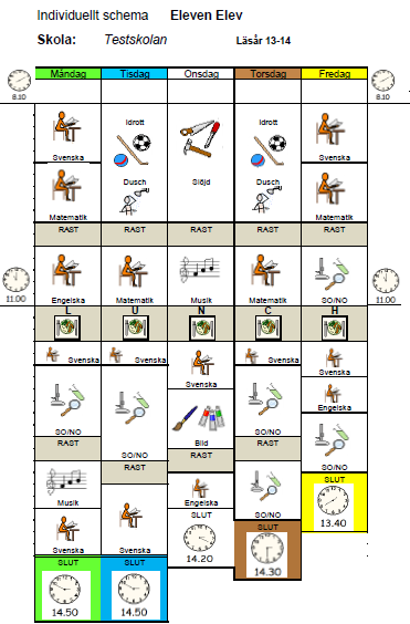 Schema och kalender För att möta alla elevers behov och utveckla förmågorna att planera och organisera bör skoldagen ha ett tydligt upplägg.