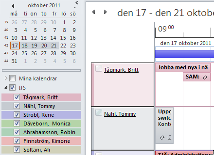 Gruppkalender Gruppkalender Med en gruppkalender kan du snabbt visa dina kollegors bokade tider. Skapa gruppkalender 1. Klicka på knappen Kalendergrupper på menyfliken Start 2.