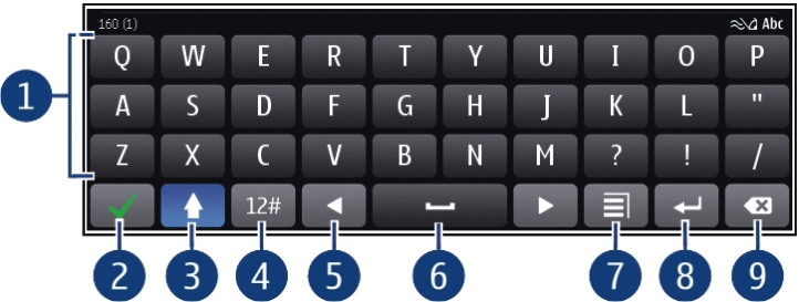 Skriva text Skriva text med det virtuella tangentbordet Använd det virtuella tangentbordet Om du vill aktivera det virtuella tangentbordet väljer du ett textinmatningsfält.