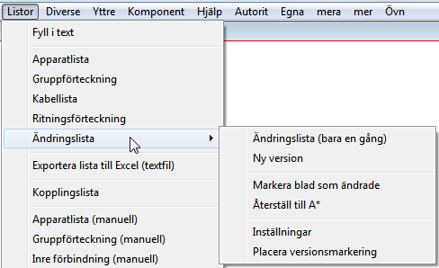 Versionshantering Versionhanteringen i FastEL FastEL kan hålla reda på vilka blad som har blivit ändrade och föra in berörda blad i en lista.