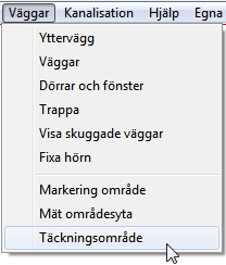 Visa skuggade väggar Skuggade väggar blir snyggast med vit bakgrund och väggar i svart. Täckningsområde Väggar -> Täckningsområde används för att rita täckningsområdessektorer.