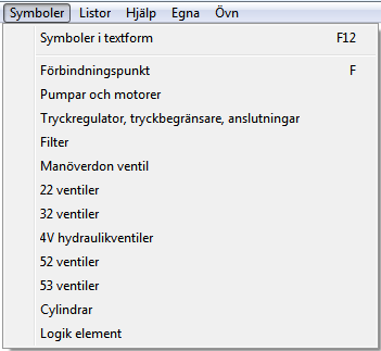 Pneumatik och hydraulik Att rita pneumatik och hydraulik har stora likheter med hur man ritar kretsschema.