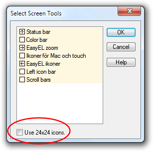 I EasyEL / FastEL För att välja var du vill ha ikonerna så klicka på skärmen.