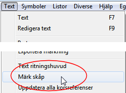 Märk skåp Text -> Märk skåp ger möjlighet att rita flera skåp i samma ritning. Finns ingen märkning av skåp så kommer komponenterna att tilldelas skåp "Standard".