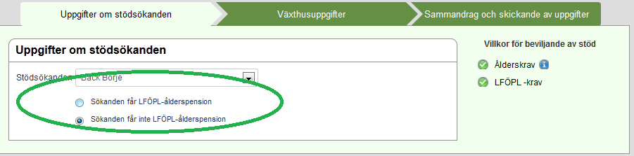 Om stödsökande får LFöPL-ålderspension, öppnas stödsökandens maka/makes frågor om pensionsuppgifter.