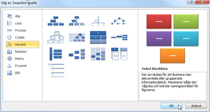 Gemensamt - Bilder och grafik Bilder och grafik På menyfliken Infoga finns möjlighet att infoga olika grafiska objekt. Det ser lite olika ut i Word, Excel respektive Powerpoint.