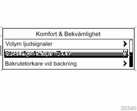 106 Instrument och reglage Språk (Languages) Val av önskat språk. Tid & Datum Se "Klocka" 3 82. Radioinställningar Se infotainmentsystemets instruktionsbok för mer information.