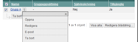 Om detta alternativ är markerat kan studenterna ändra färger, lägga till/ta bort moduler i grupprummen. Vi rekommenderar att ni inte ger studenterna denna möjlighet.