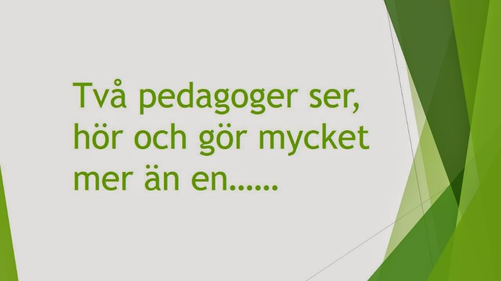 Två pedagoger gynnar eleverna Bedömningen säkras upp Minst en pedagog i