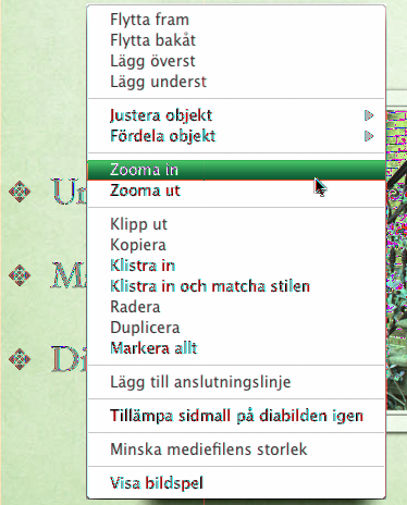 mm Med popupmenyn Dokumentfärg kan du lägga till färg bakom ett stycke. mm Med knappen Textskugga lägger du till en skugga för markerad text.