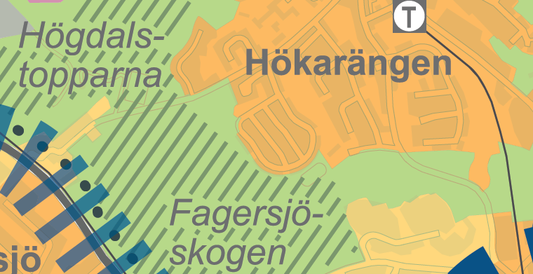 Planområdet ingår i Hanvedenkilen och översiktsplanen anger att de Gröna kilarna ska värnas.