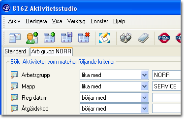 CRM-handbok - Begrepp, inställningar och egenskaper Arbetsgruppens medlemmar kan sedan via 8162 Aktivitetsstudio markera den uppgift de planerar att utföra.