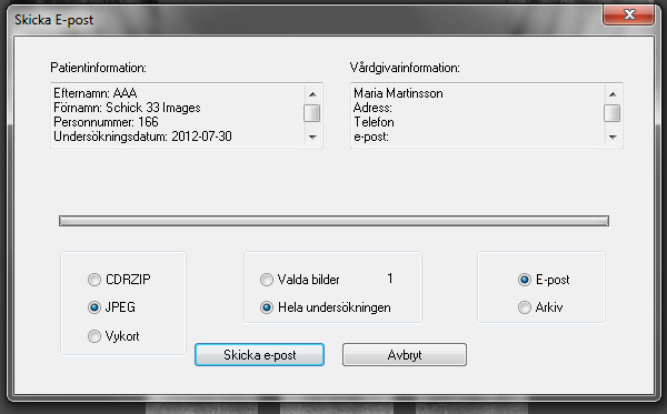 STEG 3 Välj JPEG när dialogrutan Skicka meddelande öppnas. Välj E-post. Klicka på Skicka e-post STEG 4 Ditt e-postprogram öppnas med JPEG-filen (filerna) bifogad(e).