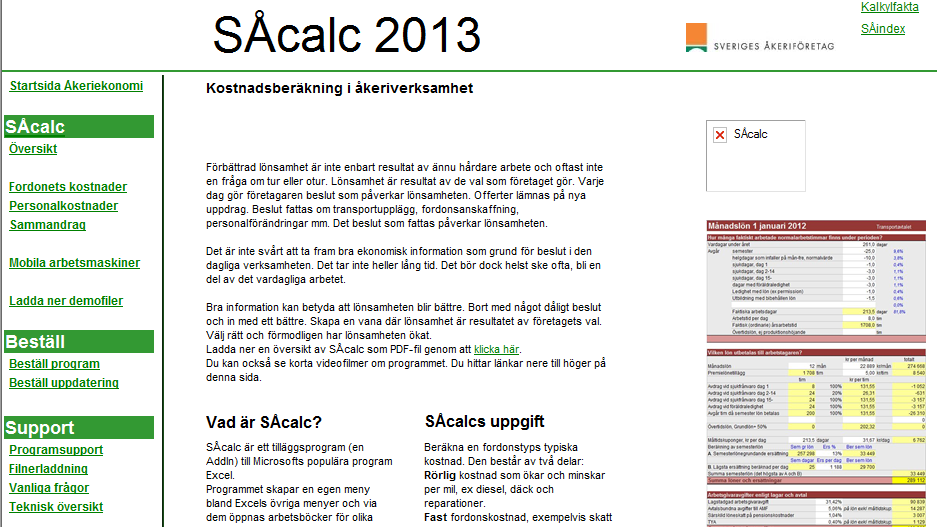 Såcalc hjälp med kostnadsberäkning inom