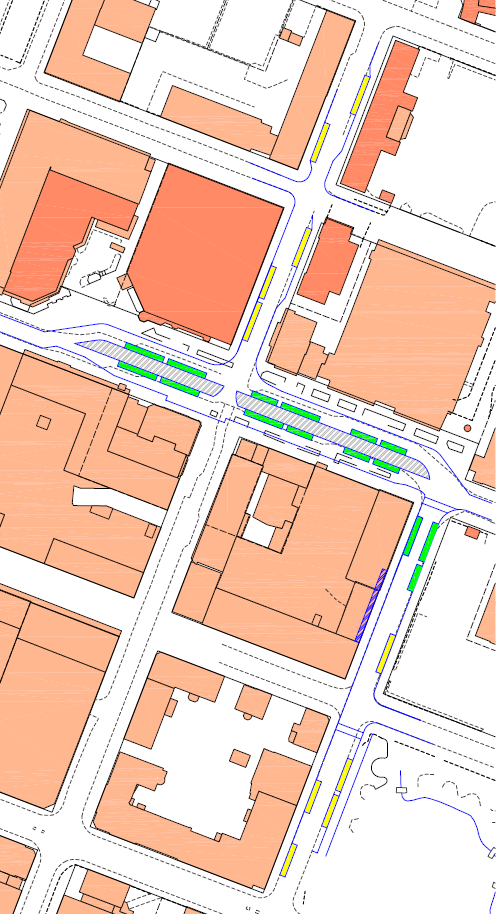 28 till Västra Kyrkogatan bör refugen göras genomgående och en gångpassage anordnas i Vasagatans förlängning.