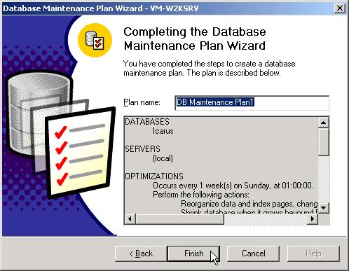 Ge planen ett bra namn, klicka sedan på Finish. 4 Installation av Icarus DB 4.1 Icarus DB programvaran Installera först Icarus. Starta Icarus minst en gång innan installationen av Icarus DB påbörjas.