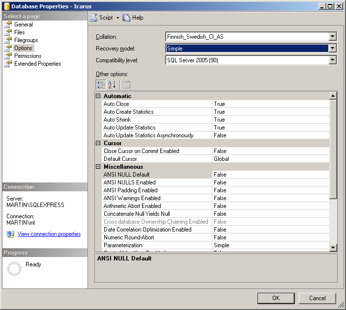 2 SQL Server 2005 Icarus DB fungerar bra tillsammans med MS SQL Server 2005 samt SQL Express. SQL Express är att föredra framför MSDE eftersom max tillåtet databasstorleken har fördubblats till 4 GB.