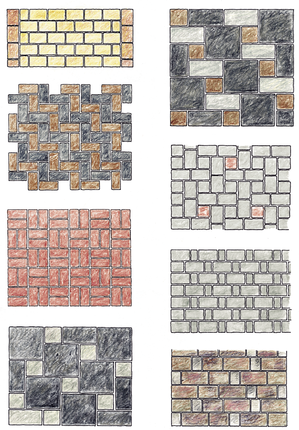 Mönsterläggning Marksten, block och plattor ger stora möjligheter till variation.