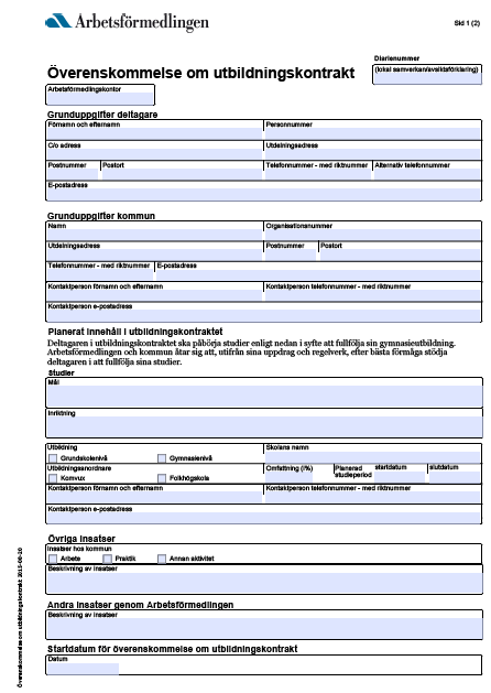 Utbildningskontrakt Får utfärdas för 20 24 år Saknar gymnasieexamen Inte rätt till