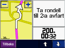 Använda huvudsidorna Använda huvudsidorna Kartsida Du visar kartan genom att trycka på visar var du är just nu. Visa kartan på menysidan.