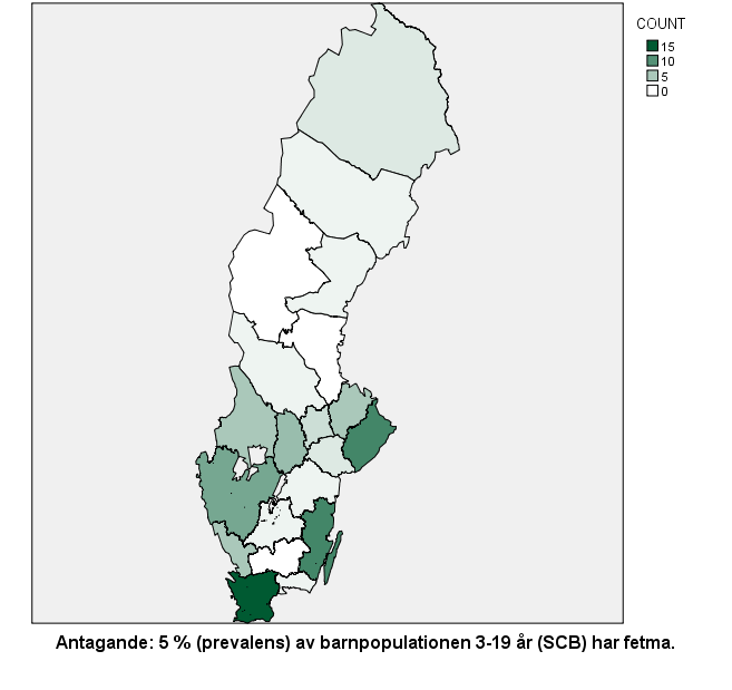 ANDEL AV SVERIGES BARN (3-19 ÅR) REGISTRERADE FÖR FETMABEHANDLING I BORIS.