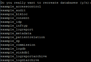 Figur 6: Recreate databases 8. Skriptet kan även användas om databaserna redan existerar, men ska skapas om.