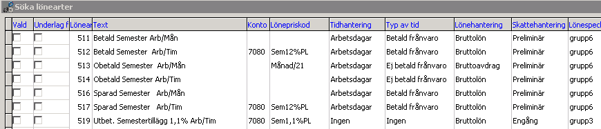 Lön Register och löneinställningar Lönearter Söka lönearter Stå på befintlig löneart som avser utbetalning av semestertillägg för månadsavlönade. Klicka Kopiera och skapa nedan.