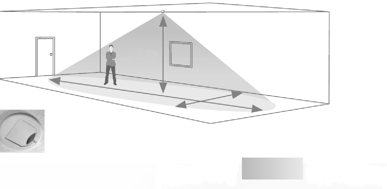 Detekteringsdata MWS1A Detekteringsmönster väggmontering 30 m hög känslighet lägre känslighet Detekteringsmönster takmontering EBDSPIR & MWS6 Räckvidd, diameter Höjd Detektering A B EBDSPIR