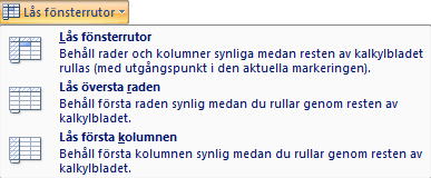 Övningsuppgift Öppna SVERIGE 3.XLSX i övningsmappen. Namnge följande cellområden: B4:B9 C4:C9 D4:D9 Budget Utfall Differens Ändra formlerna på rad 10 så att dessa använder namnen.